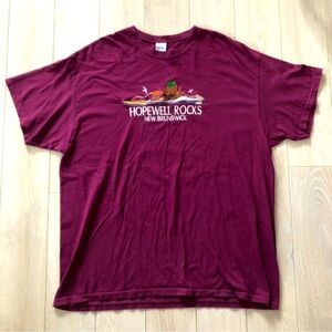 Gildan Hopewell Rocks New Brunswick Embroidered T Shirt in Burgundy Size XL